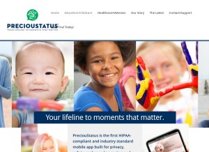 How precioustatus.com looks like on a tablet such as an iPad.