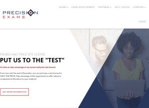How precisionexams.com looks like on a tablet such as an iPad.