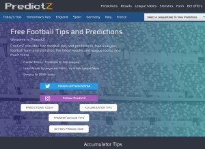 How predictz.com looks like on a tablet such as an iPad.