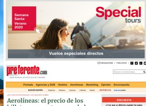 How preferente.com looks like on a tablet such as an iPad.
