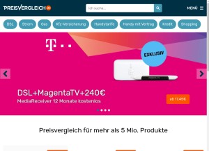 How preisvergleich.de looks like on a tablet such as an iPad.