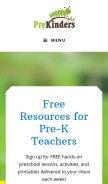 How prekinders.com looks like on a mobile device such as an iPhone.