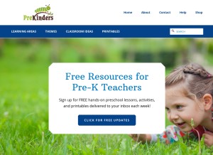 How prekinders.com looks like on a tablet such as an iPad.