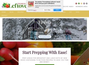 How premeditatedleftovers.com looks like on a tablet such as an iPad.