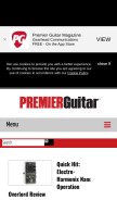 How premierguitar.com looks like on a mobile device such as an iPhone.