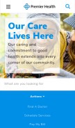 How premierhealth.com looks like on a mobile device such as an iPhone.