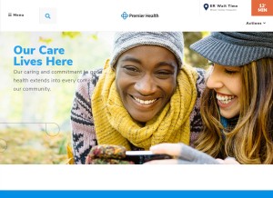 How premierhealth.com looks like on a tablet such as an iPad.