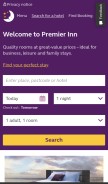 How premierinn.com looks like on a mobile device such as an iPhone.