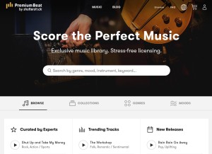 How premiumbeat.com looks like on a tablet such as an iPad.