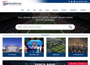 How premiumseatsusa.com looks like on a tablet such as an iPad.