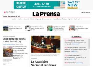 How prensa.com looks like on a tablet such as an iPad.