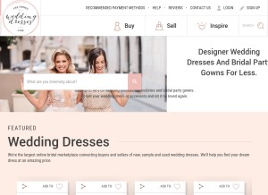 How preownedweddingdresses.com looks like on a tablet such as an iPad.