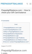 How prepaidgiftbalance.site looks like on a mobile device such as an iPhone.