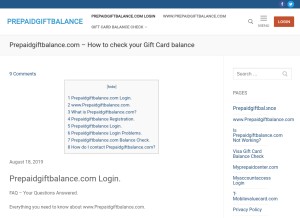 How prepaidgiftbalance.site looks like on a tablet such as an iPad.