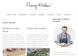 How preppykitchen.com looks like on a tablet such as an iPad.