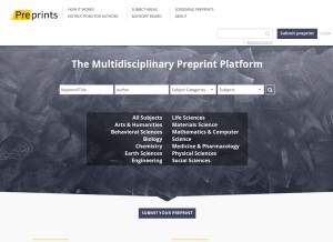 How preprints.org looks like on a tablet such as an iPad.