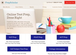 How prepscholar.com looks like on a tablet such as an iPad.