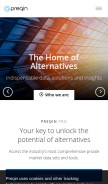 How preqin.com looks like on a mobile device such as an iPhone.