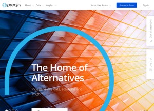 How preqin.com looks like on a tablet such as an iPad.