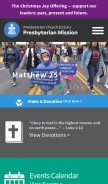 How presbyterianmission.org looks like on a mobile device such as an iPhone.