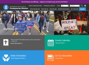 How presbyterianmission.org looks like on a tablet such as an iPad.
