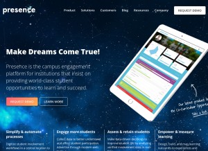 How presence.io looks like on a tablet such as an iPad.