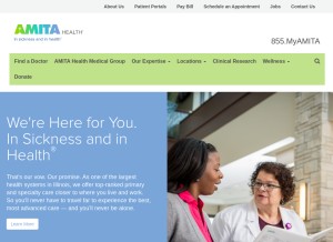 How presencehealth.org looks like on a tablet such as an iPad.