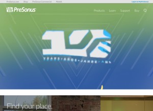 How presonus.com looks like on a tablet such as an iPad.