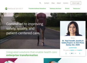 How pressganey.com looks like on a tablet such as an iPad.
