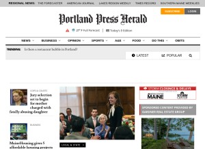 How pressherald.com looks like on a tablet such as an iPad.