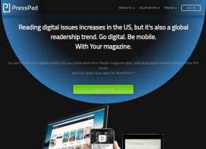 How presspadapp.com looks like on a tablet such as an iPad.
