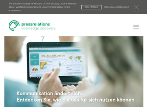 How pressrelations.de looks like on a tablet such as an iPad.