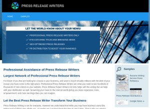 How pressreleasewriters.org looks like on a tablet such as an iPad.