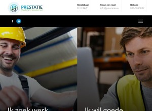How prestatie.eu looks like on a tablet such as an iPad.