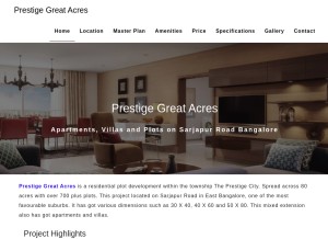 How prestigegreatacres.com looks like on a tablet such as an iPad.