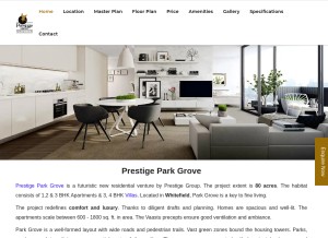 How prestigeparksgrove.ind.in looks like on a tablet such as an iPad.