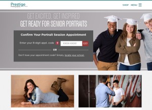 How prestigeportraits.com looks like on a tablet such as an iPad.