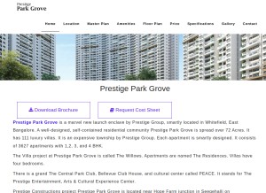 How prestigesparkgrove.in looks like on a tablet such as an iPad.