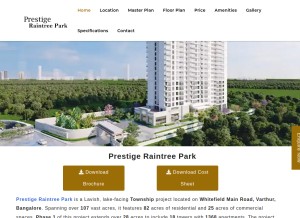 How prestigesraintreepark.info looks like on a tablet such as an iPad.