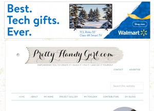 How prettyhandygirl.com looks like on a tablet such as an iPad.