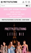 How prettylittlething.com looks like on a mobile device such as an iPhone.