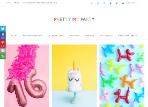 How prettymyparty.com looks like on a tablet such as an iPad.