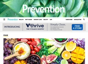 How prevention.com looks like on a tablet such as an iPad.