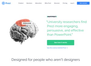 How prezi.com looks like on a tablet such as an iPad.