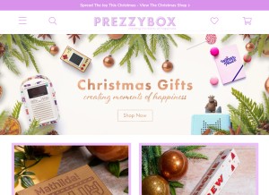 How prezzybox.com looks like on a tablet such as an iPad.