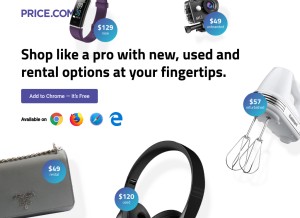 How price.com looks like on a tablet such as an iPad.