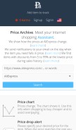 How pricearchive.org looks like on a mobile device such as an iPhone.