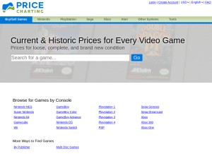 How pricecharting.com looks like on a tablet such as an iPad.
