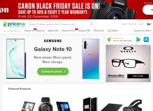 How pricena.com looks like on a tablet such as an iPad.