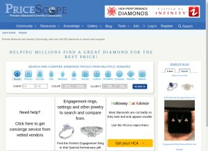 How pricescope.com looks like on a tablet such as an iPad.